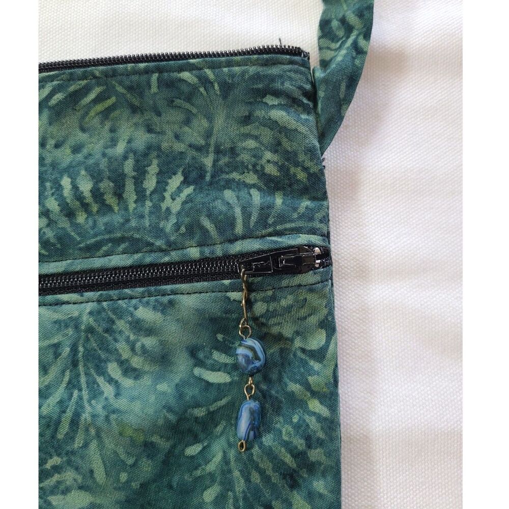 Skeeter Green Fern Leaf Cotton Crossbody Small Phone Travel Festival Bag - Picture 4 of 7